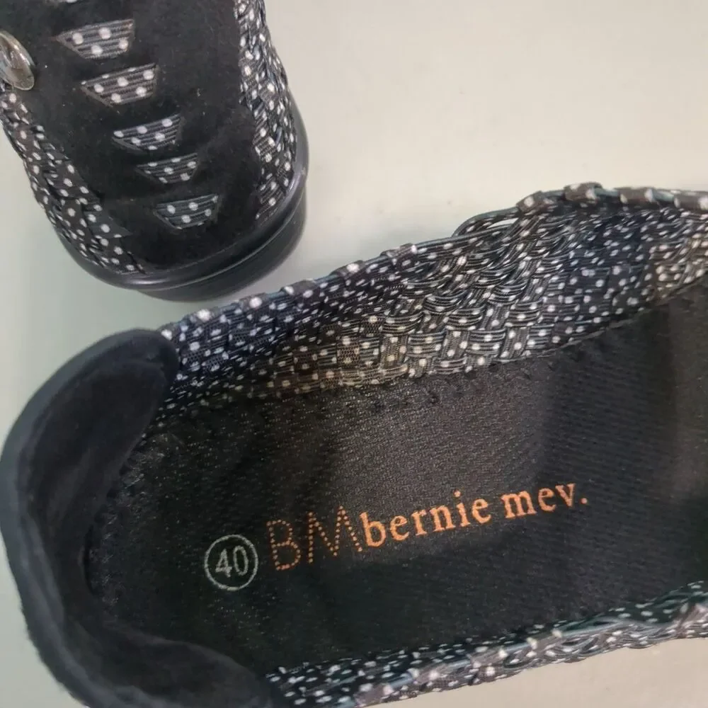 Bernie Mev Womens Mary Jane Wedge Shoes Woven Silver Gray Metallic Size 40/ US 9